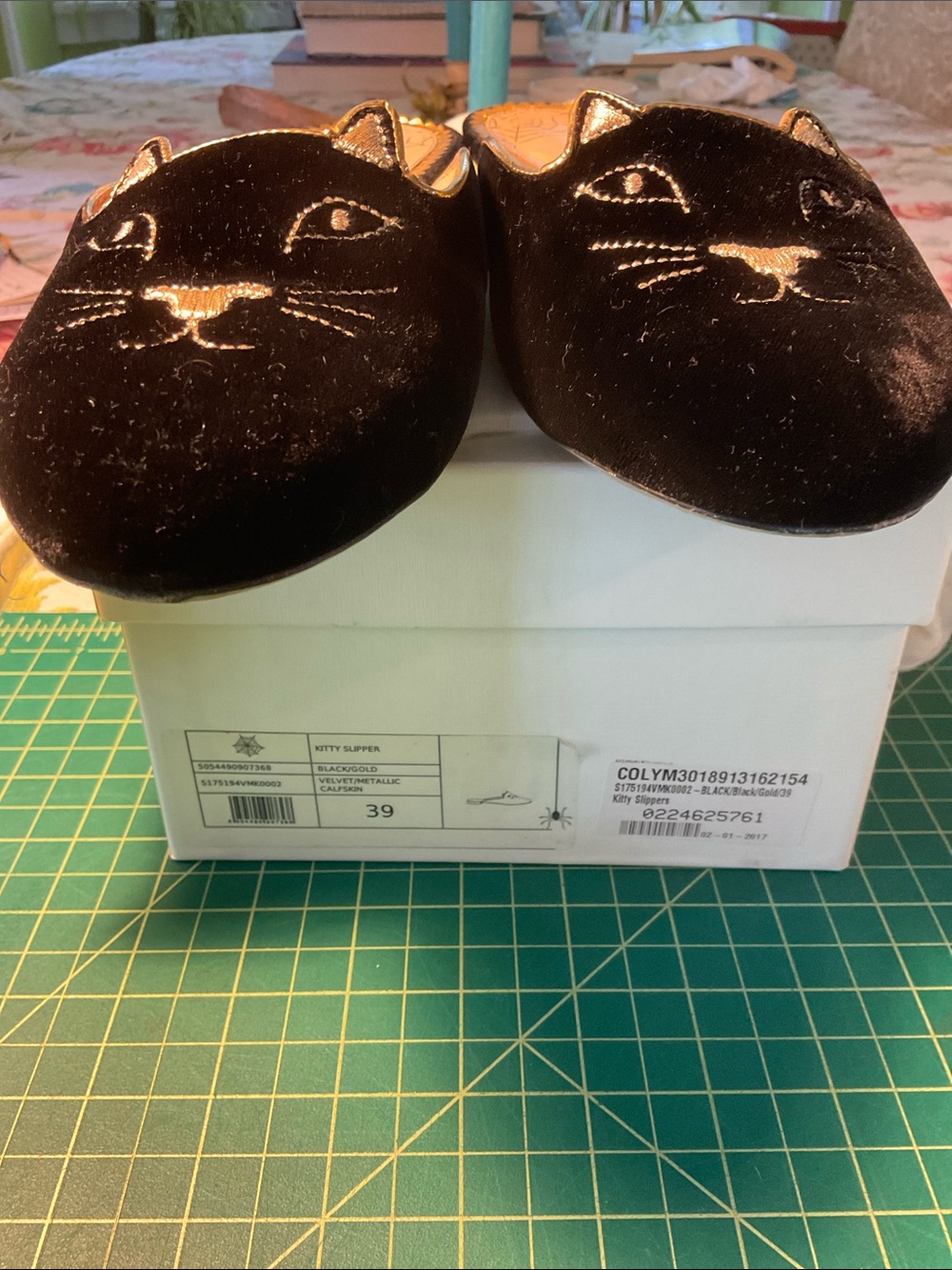 Charlotte Olympia black velvet “kitty slipper” mules - Picture 5 of 7
